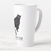 Too Tired to Think - Funny Exhausted Black Cat Latte Mok (Rechterhoek)