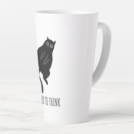 Too Tired to Think - Funny Exhausted Black Cat Latte Mok (Rechterhoek)