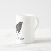 Too Tired to Think - Funny Exhausted Black Cat Porselein Kop (Voorkant rechts)