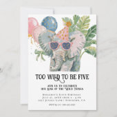 Too Wild to Be Five Elephant Jungle Birthday Kaart (Voorkant)