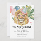 Too Wild to Be Five Lion Jungle Birthday Kaart (Voorkant)