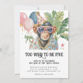 Too Wild to Be Five Monkey Jungle Birthday Kaart (Voorkant)