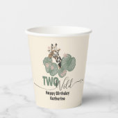 Too Wild Tropical Greenery Giraffe Animal Birthday Papieren Bekers (Voorkant)