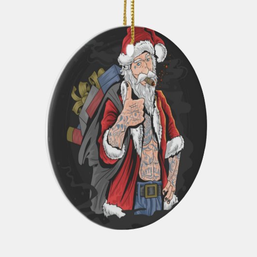 TOOED SANTA CLAUS GEEFT THUMBS UP KERAMISCH ORNAMENT (Rechts)