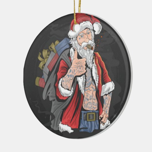TOOED SANTA CLAUS GEEFT THUMBS UP KERAMISCH ORNAMENT (Links)