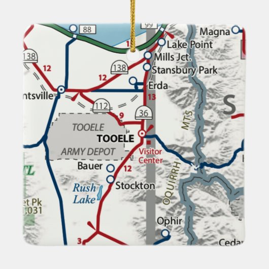 Tooele Utah Map Keramisch Ornament (Achterkant)