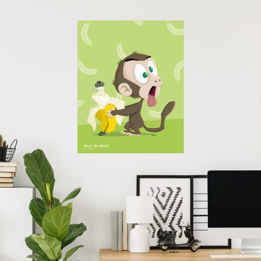 Tooky Monkey met Banana Poster (Thuiskantoor)