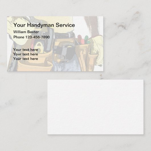 Tool Belt Theme Handyman Visitekaartje (Voorkant / Achterkant)