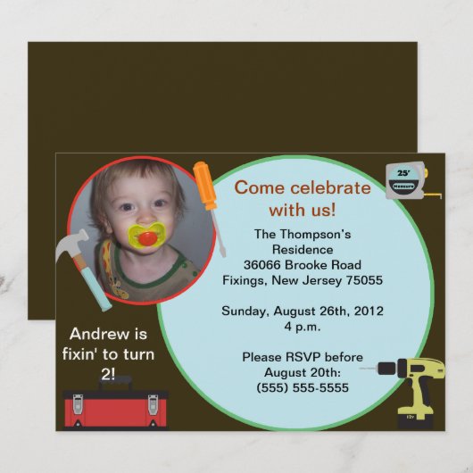 Tool Birthday-uitnodiging Kaart (Voorkant / Achterkant)