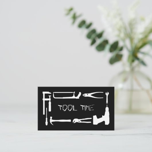 Tool Handyman Construction Black White Visitekaartje (Staand voorkant)