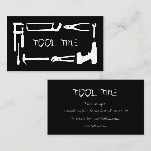 Tool Handyman Construction Black White Visitekaartje (Voorkant / Achterkant)