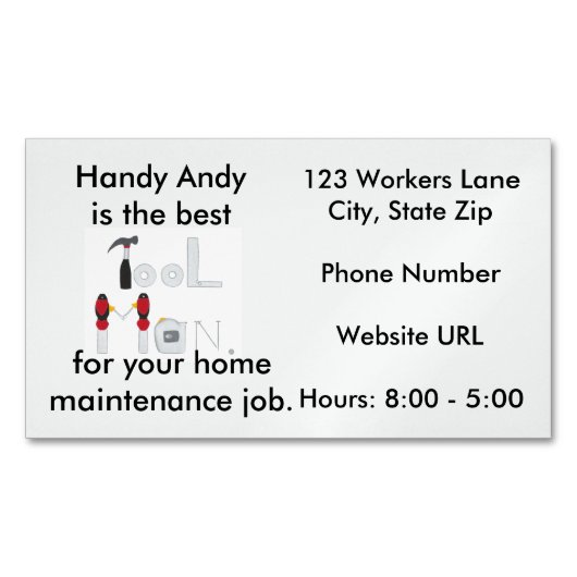 Tool Man Handyman Visitekaartje Magnets Magnetisch Visitekaartje (Voorkant)