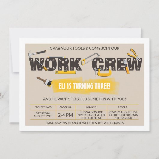 Tool Time Handyman Verjaardag Uitnodiging (Voorkant)
