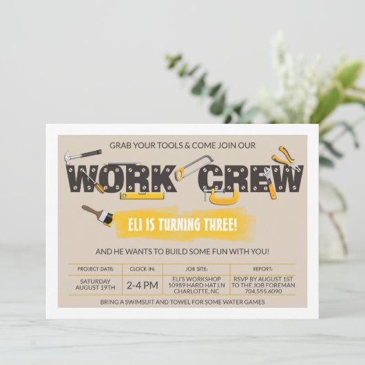 Tool Time Handyman Verjaardag Uitnodiging (Staand voorkant)