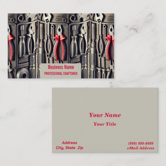 Tool visitekaartje - met rode tang (Voorkant / Achterkant)