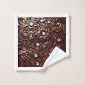 Tooled Faux Leather and Diamond Bad Handdoek (Wasdoekje)