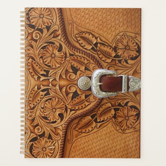 Tooled lederen textieplanner planner (Voorkant)
