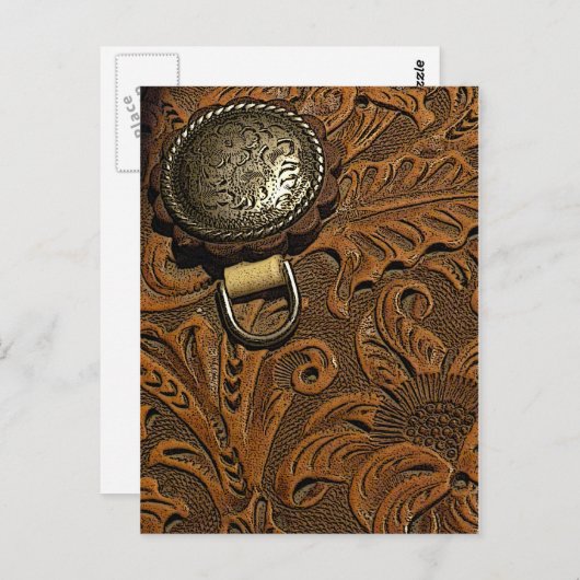 Tooled letherzadelzadel briefkaart (Voorkant / Achterkant)