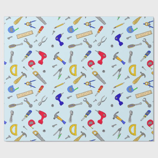 Tools Collage Boy's Birthday Cadeaupapier (Vlak)