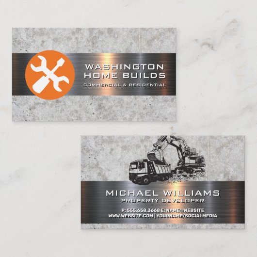 Tools Logo | Visitekaartje bouwvoertuig (Voorkant / Achterkant)
