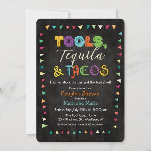 Tools Taco & Tequila Wedding Shower Kaart (Voorkant)