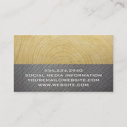 Tools voor algemene aannemers | houtmetaal visitekaartje (Achterkant)