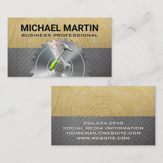 Tools voor algemene aannemers | houtmetaal visitekaartje (Voorkant / Achterkant)