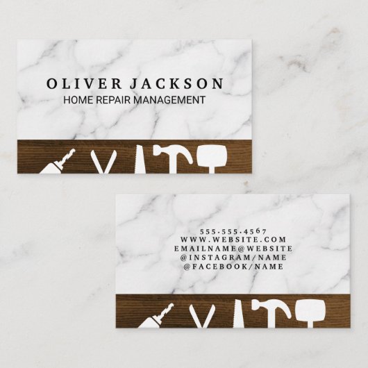 Tools voor herstellers thuis | Achtergrond marmer Visitekaartje (Voorkant / Achterkant)