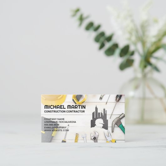 Tools voor ontwerpers | Logo bouwcontractant Visitekaartje (Staand voorkant)