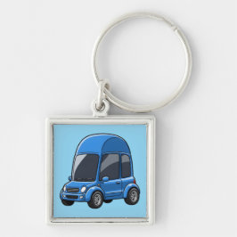 Toon Auto met Gebogen Daklijnen Sleutelhanger