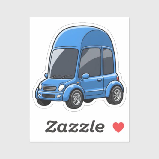 Toon Auto met Gebogen Daklijnen Sticker (Vel)