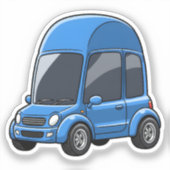 Toon Auto met Gebogen Daklijnen Sticker (Voorkant)
