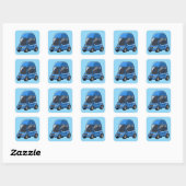 Toon Auto met Gebogen Daklijnen Vierkante Sticker (Vel)