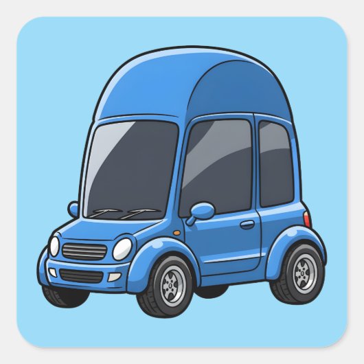 Toon Auto met Gebogen Daklijnen Vierkante Sticker (Voorkant)