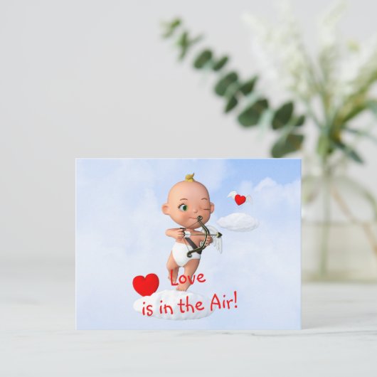 Toon Baby Cupid Vliegen met een Boog en Pijl Briefkaart (Staand voorkant)