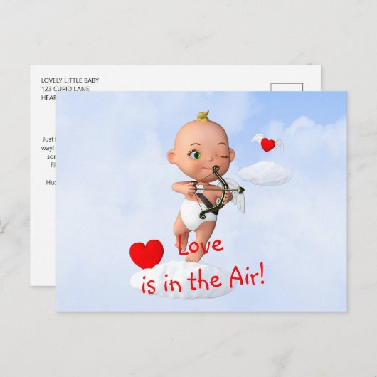 Toon Baby Cupid Vliegen met een Boog en Pijl Briefkaart (Voorkant / Achterkant)