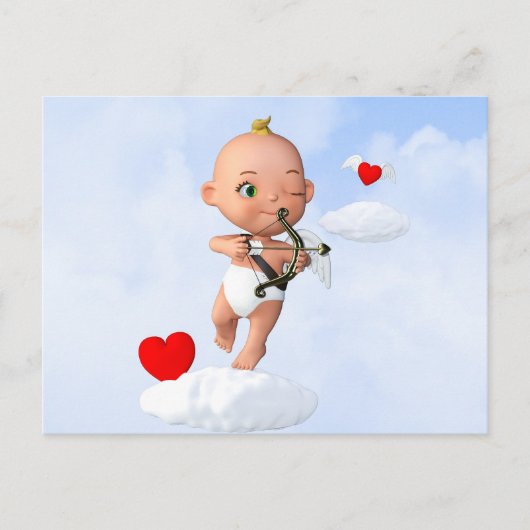 Toon Baby Cupid Vliegen met een Boog en Pijl Briefkaart (Voorkant)