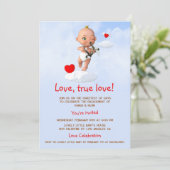 Toon Baby Cupid Vliegen met een Boog en Pijl Kaart (Staand voorkant)