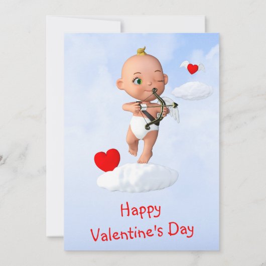 Toon Baby Cupid Vliegen met een Boog en Pijl Kaart (Achterkant)