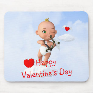 Toon Baby Cupid Vliegen met een Boog en Pijl Muismat