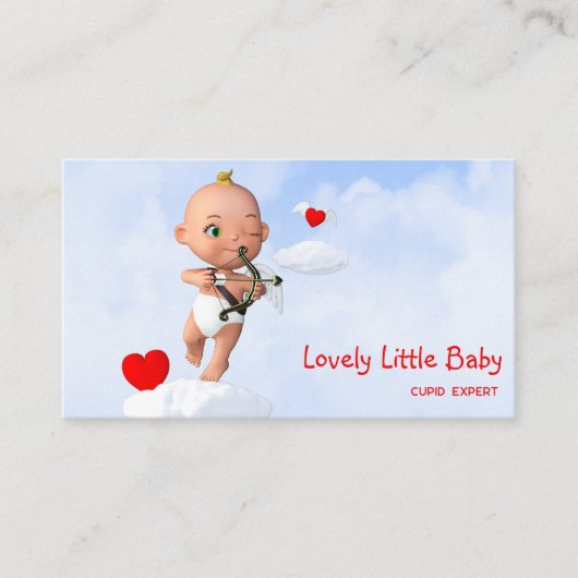 Toon Baby Cupid Vliegen met een Boog en Pijl Visitekaartje (Voorkant)