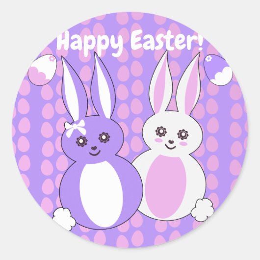 Toon Bunny Easter Ronde Sticker (Voorkant)