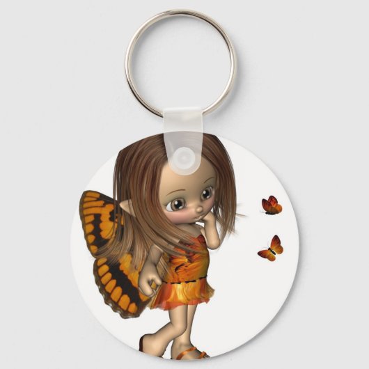 Toon Butterfly Fairy - Oranje Sleutelhanger (Voorkant)