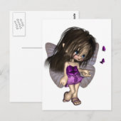 Toon Butterfly Fairy - Paars Briefkaart (Voorkant / Achterkant)