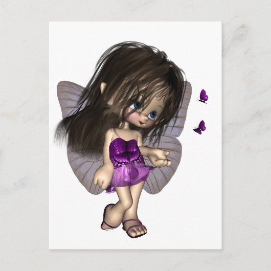 Toon Butterfly Fairy - Paars Briefkaart (Voorkant)
