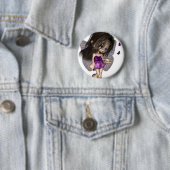 Toon Butterfly Fairy - Paars Ronde Button 5,7 Cm (In situ)