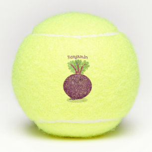 Toon de cartoon van de  van de gelukkig bietwortel tennisballen