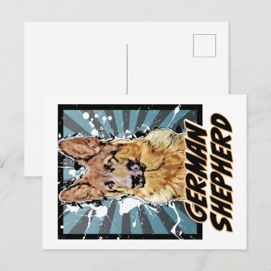 Toon Dogs: German Shepherd Briefkaart (Voorkant / Achterkant)
