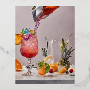 Toon een betoverende cocktail folie feestdagen briefkaart