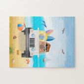 Toon Hond Rijden op het strand Legpuzzel (Horizontaal)